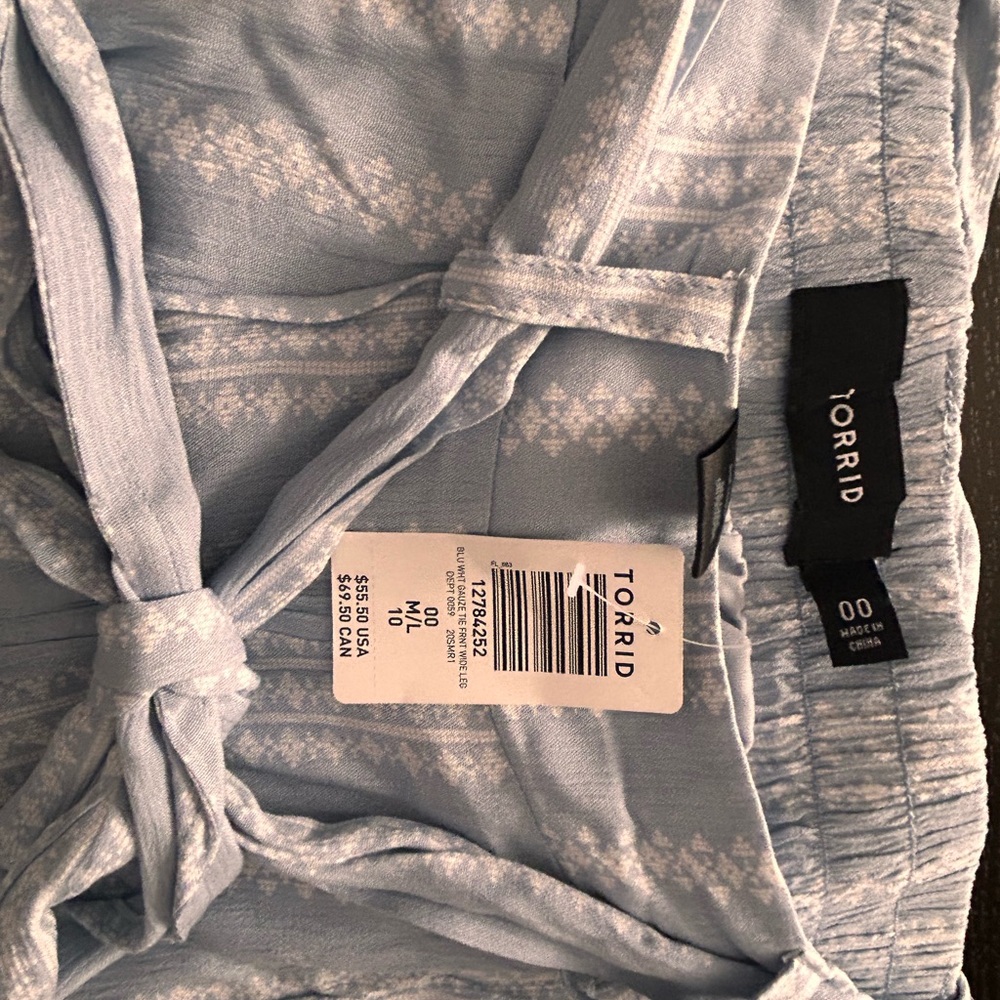 Torrid Sky Blue Tie-Front wide leg pants